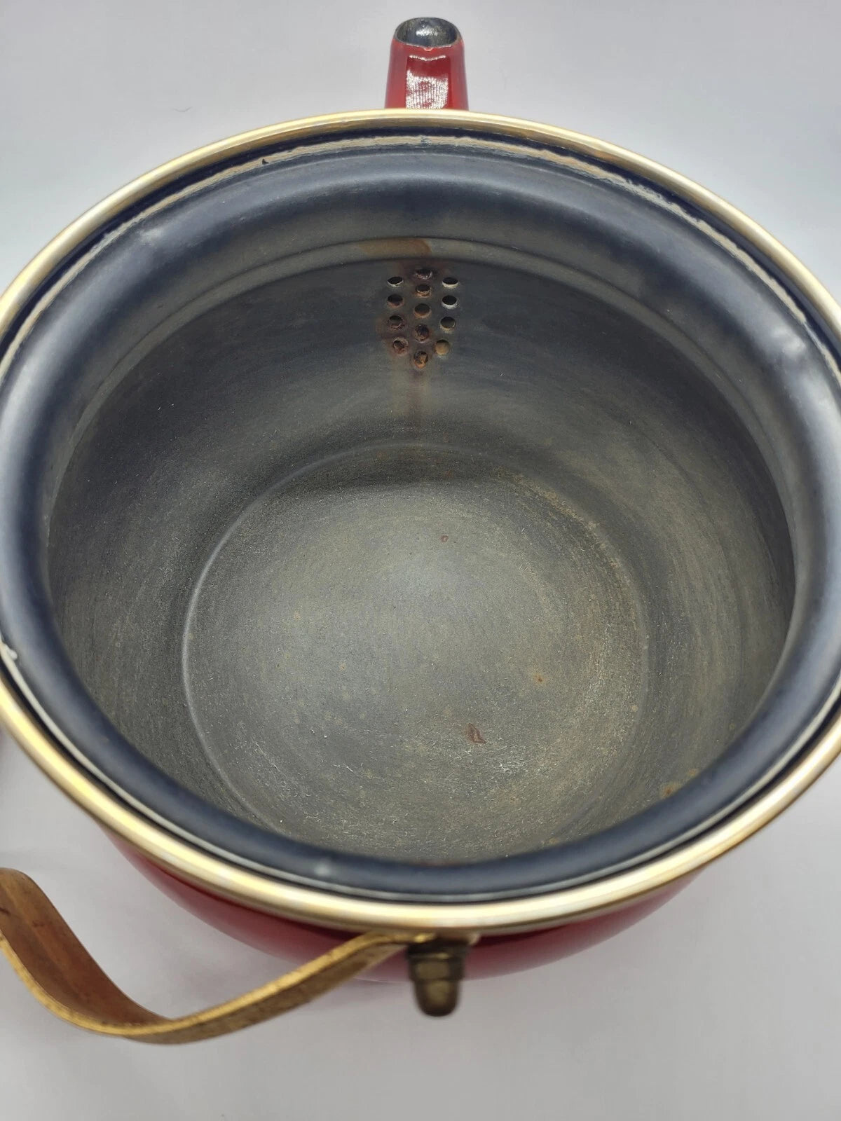 beautiful Water boiler ASTA Fissler red enamel tea kettle Stövchen GUC