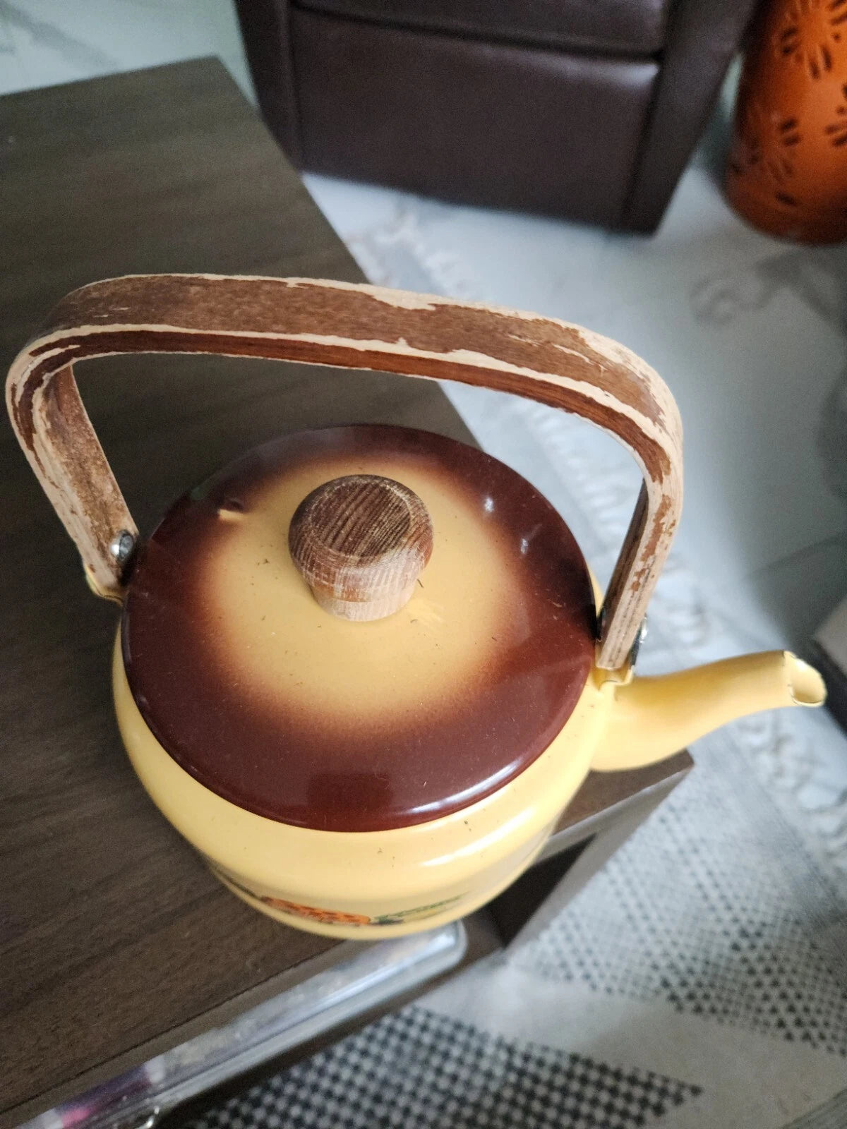 Rare 70’s Sear’s Merry Mushroom Enamelware Tea Kettle