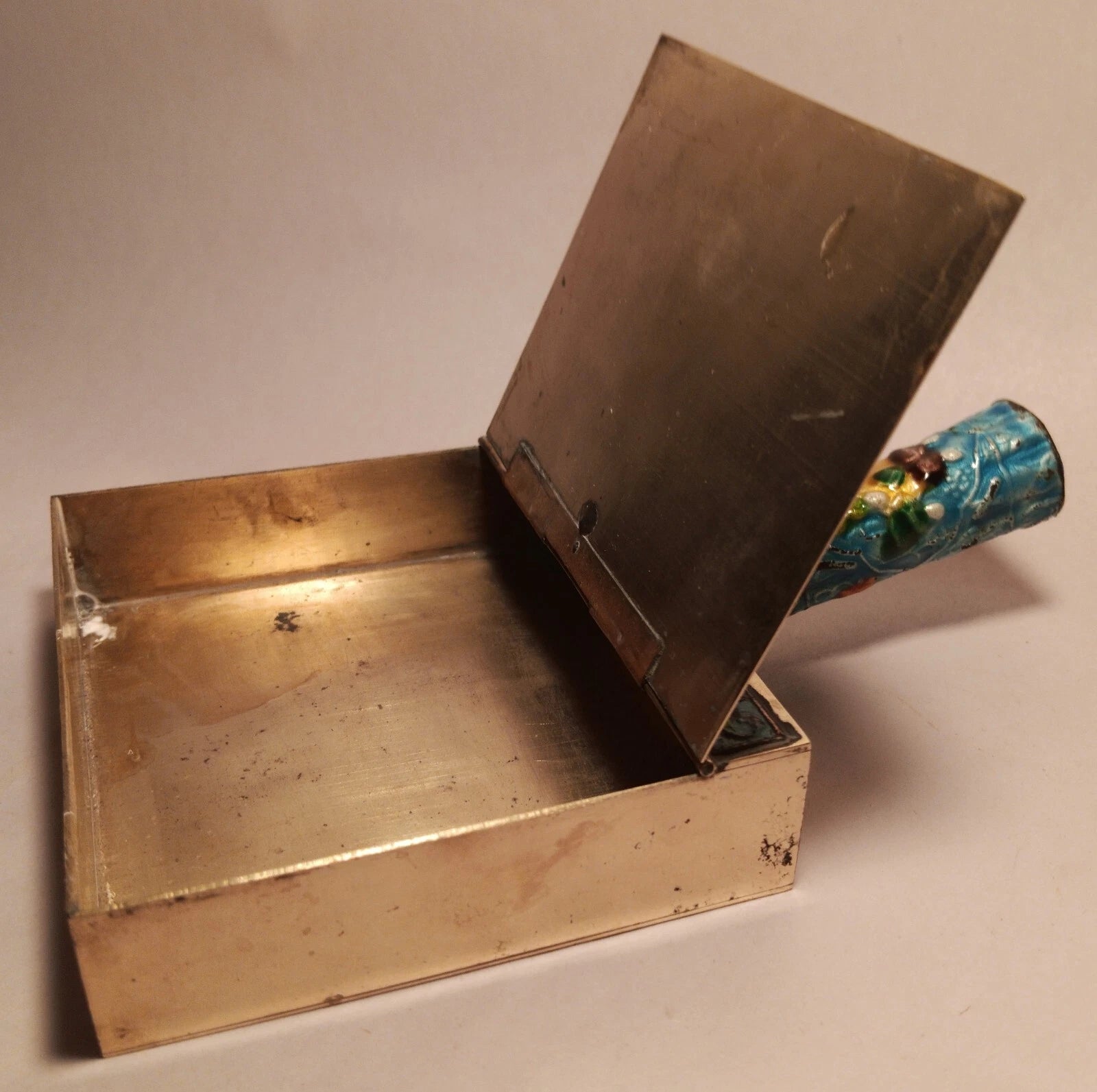 CRUMB CATCHER vtg chinese blue enamel cloisonne coin box teapot vase urn book