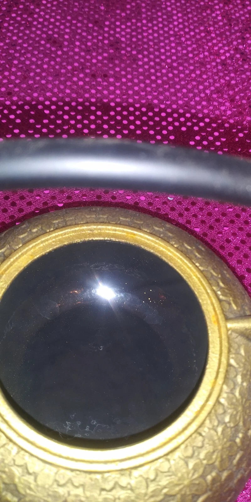 Brass/Enamel Marked Ethnic Teapot With Tea Strainer EUC