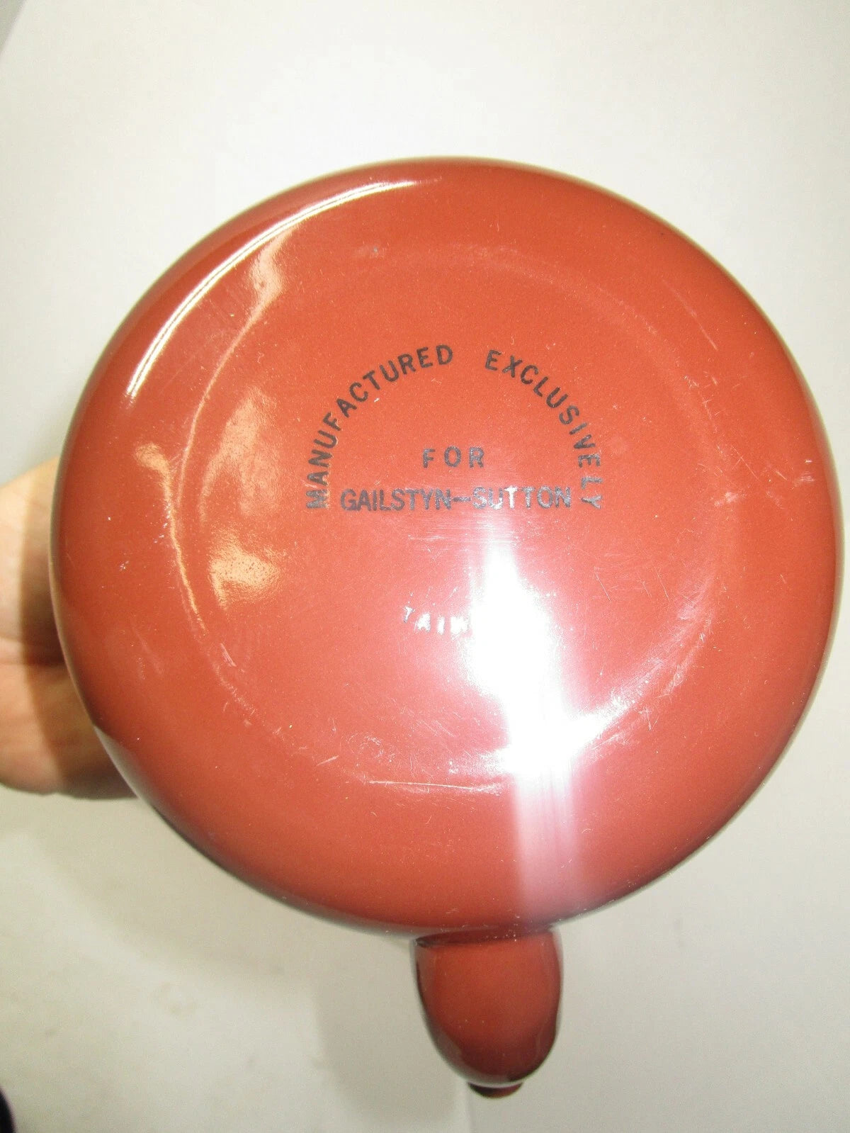 Gailstyn Sutton Taiwan Brown Vintage Enamelware Kettle Wood Handle Teapot