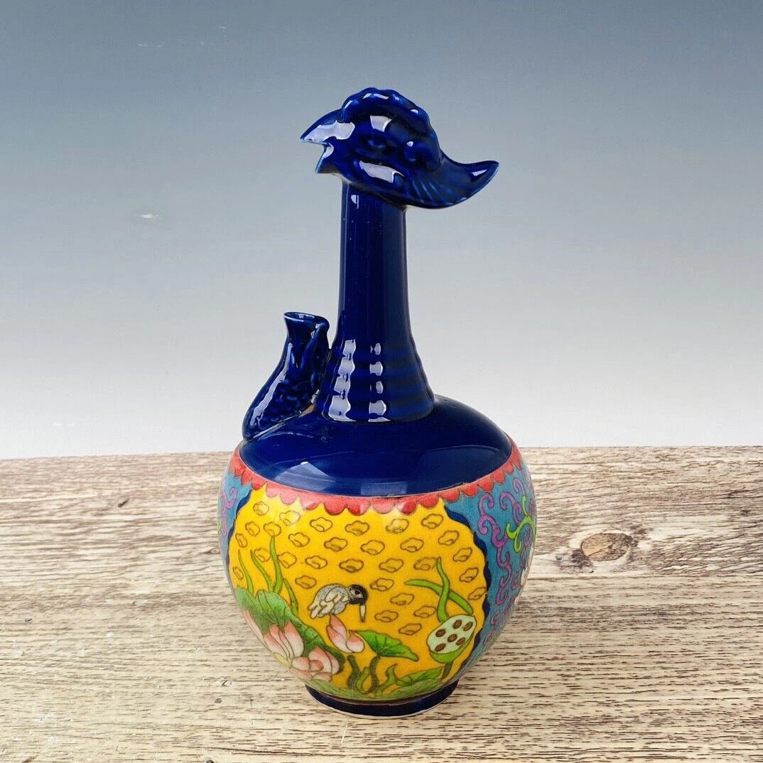 11“ China ancient Song Ding Kiln Filamentation Enamel Chicken head pot