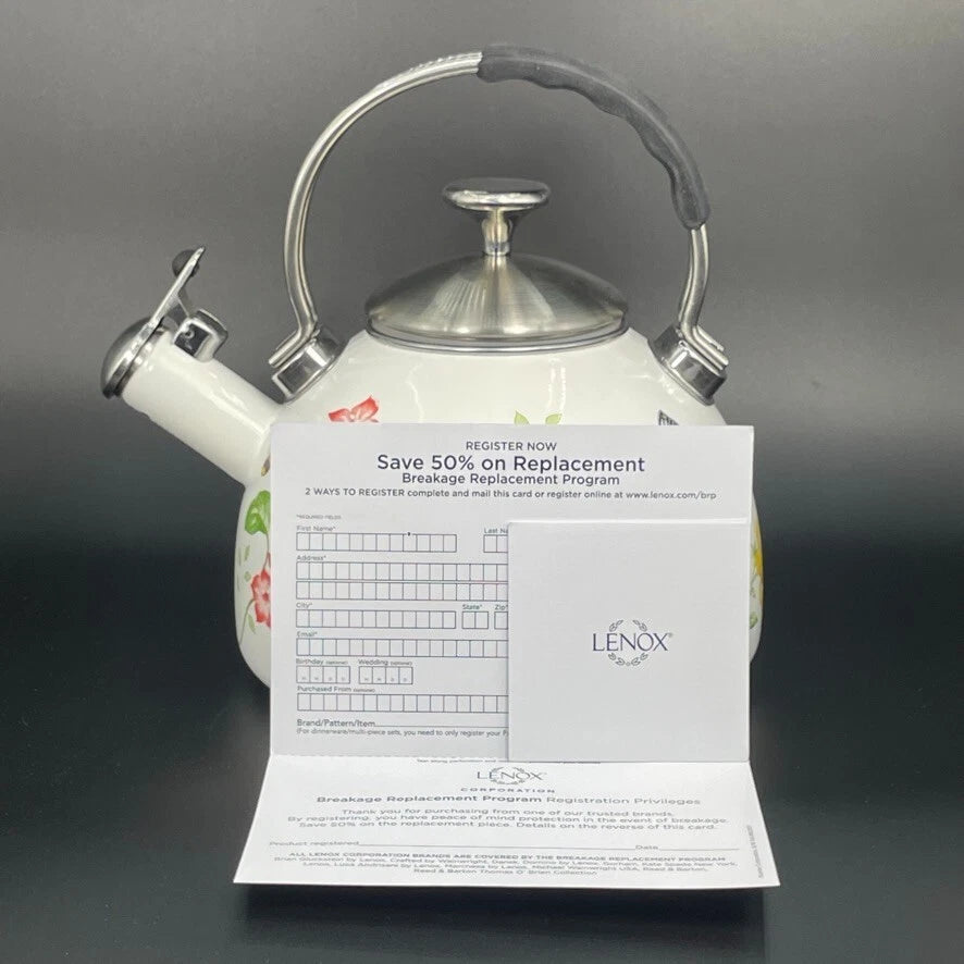 Lenox Butterfly Meadow Enamel Tea Kettle 2.5 Quart #887025 New with Tags No Box