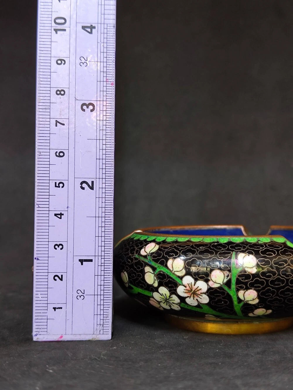 Chinese Vintage Cloisonne Bowl Cigarette stand Enamel Flowers Fine