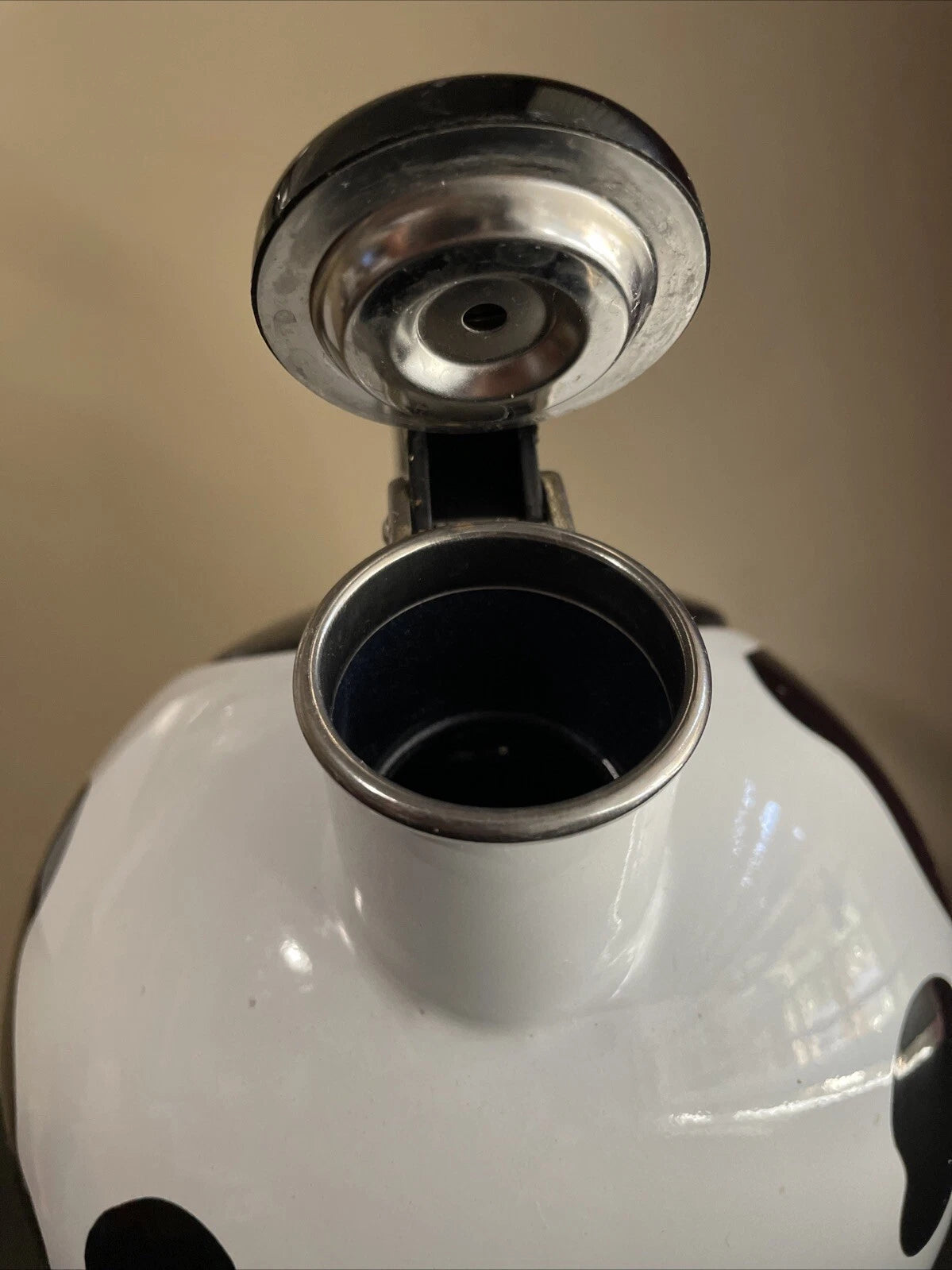 C & R Black & White Open Handled Whistling Tea Kettle Japan