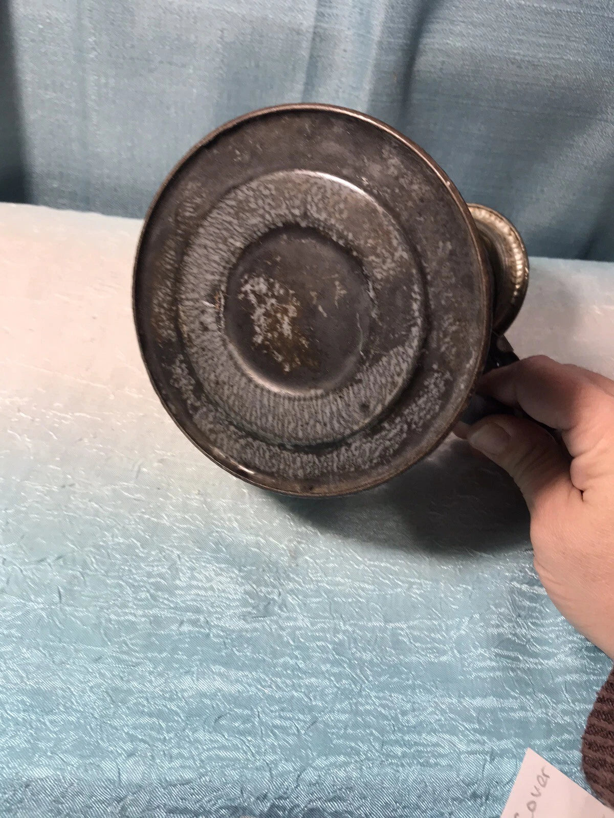 Early Gray Agate Ware Granite Enamel Coffee Tea Pot Cowboy Tin Lid Camping