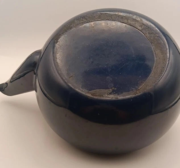 Blue Tea Kettle With Wood Handle * With Rust *