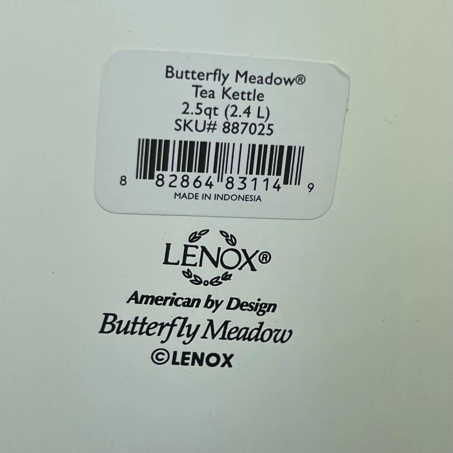 Lenox Butterfly Meadow Enamel Tea Kettle 2.5 Quart #887025 New with Tags No Box