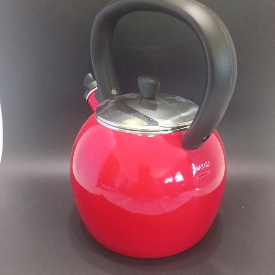 Copco Red Enamel On Steel Whistling Tea Kettle 1.5 Qt