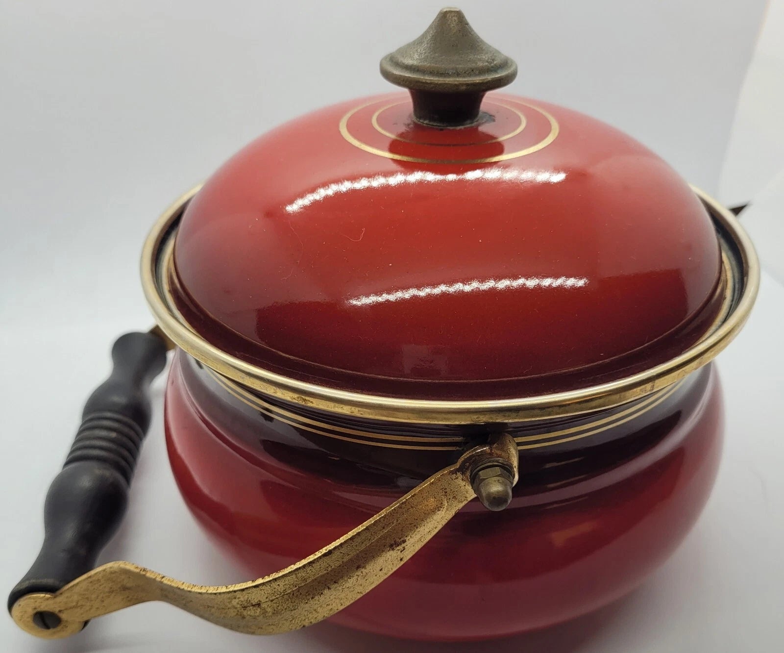 beautiful Water boiler ASTA Fissler red enamel tea kettle Stövchen GUC