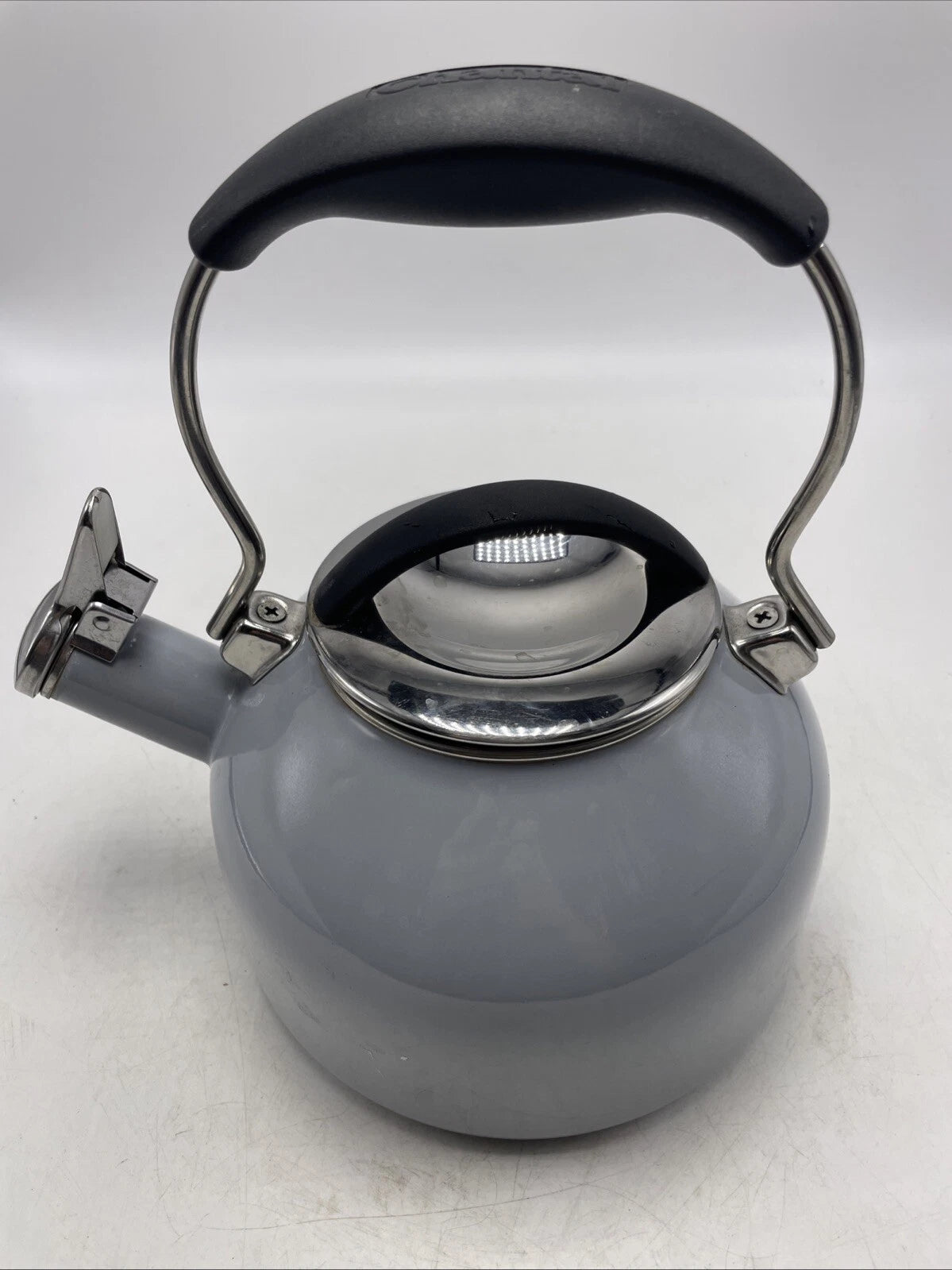 CHANTAL Teakettle Whistling 1.8 Qt Enamel on Steel Light Gray Blue Tea Kettle
