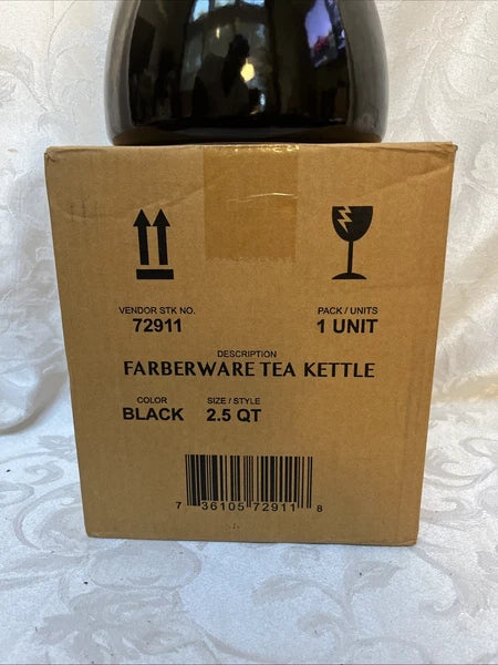 FARBERWARE Bella Water Kettle Whistling Stovetop Tea Pot - Black 2.5Qt.