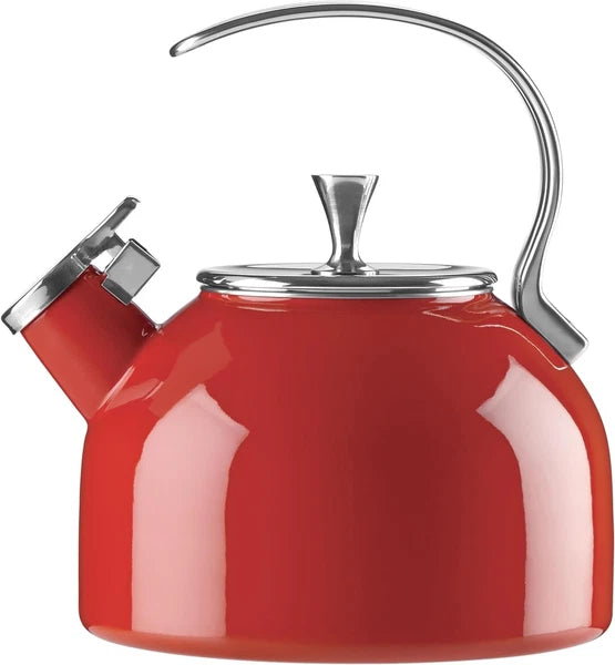 Kate Spade's 2.5 Quart Bright Red Enamel Tea Kettle - Fashion Meets Function