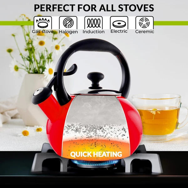 1.8 QT Kettle, Buttons Series, Premium Enamel on Carbon Steel, Whistling, Eve...