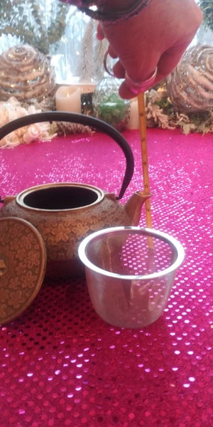 Brass/Enamel Marked Ethnic Teapot With Tea Strainer EUC