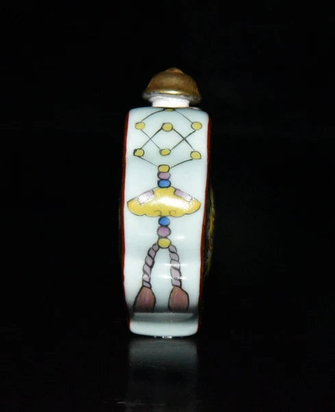 2.8" Powder enamel snuff bottle with patterns of good fortune in Qing Dynasty