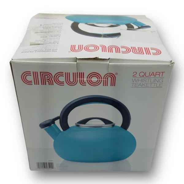 Circulon 2 Qt Stovetop Whistling Tea Kettle Turquoise Enamel