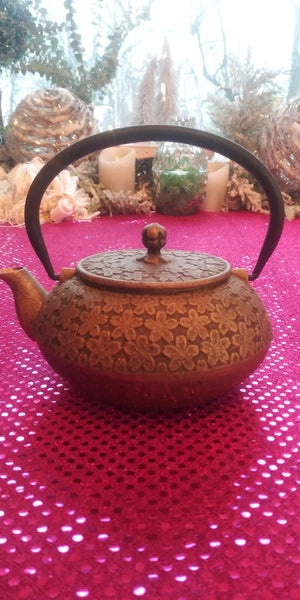 Brass/Enamel Marked Ethnic Teapot With Tea Strainer EUC