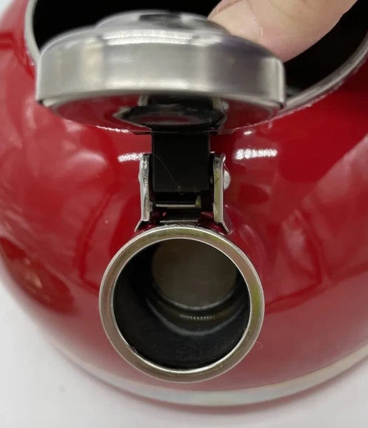 KitchenAid 2 Qt Whistling Tea Kettle Pot Red Enamel C Handle Stainless GUC