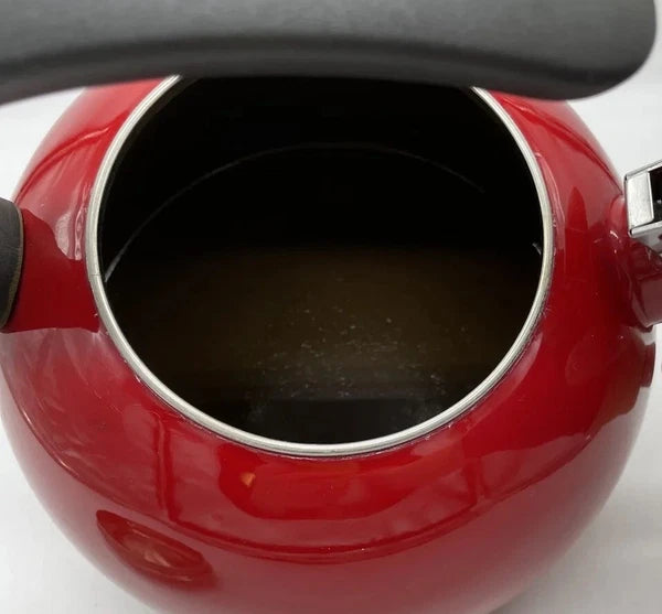 KitchenAid 2 Qt Whistling Tea Kettle Pot Red Enamel C Handle Stainless GUC