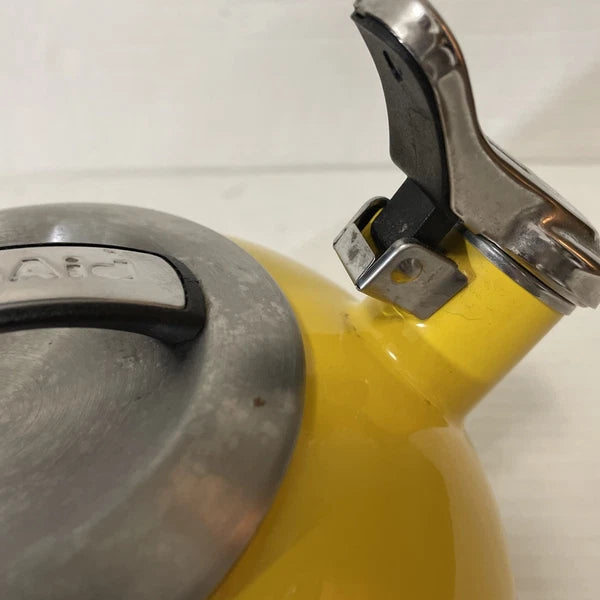 Kitchen Aid Citrus Sunrise Kettle C Handle Enamel Trim Bandsome Yellow Retro