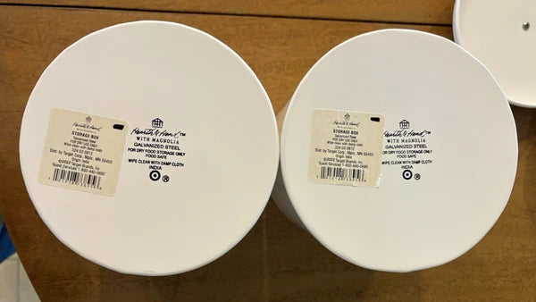 2 Hearth and Hand Magnolia Kitchen Canisters Enamel Steel Metal w/Lid