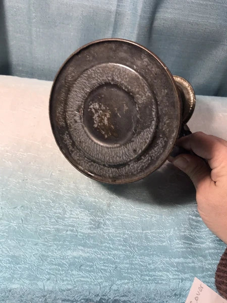 Early Gray Agate Ware Granite Enamel Coffee Tea Pot Cowboy Tin Lid Camping