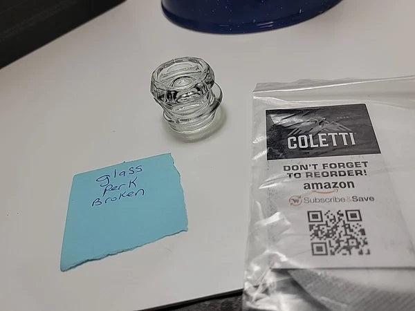 COLETTI Classic Camping Coffee Pot & Enamel Mug Set  Percolator Blue Glass Broke