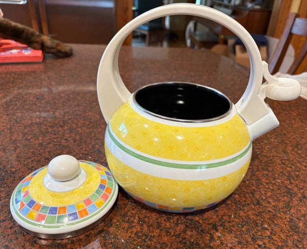 Villeroy & Boch Twist Alea Yellow Limone Enamel Tea Kettle New No Box