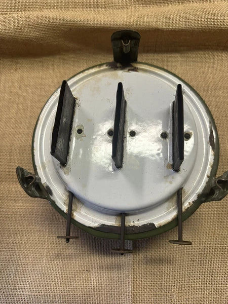 C. 1940S  Enamelware Stove Kerosene 3-wick STOVE WITH COFFEE / TEA POT - SCARCE