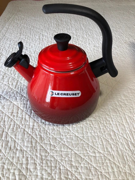 Le Creuset Enamel on Steel 1.6 Quart  Whistling Kettle, CHERRY RED - New