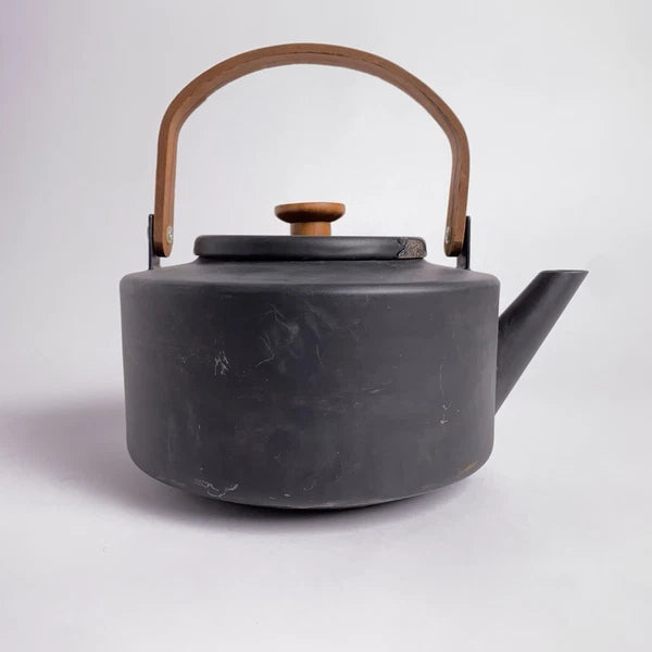 Copco Tea Kettle Michael Lax Design Matte Black Holland Teak Handle Vintage MCM