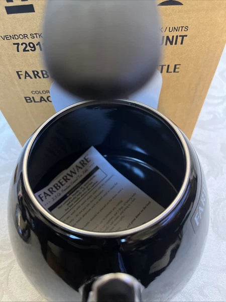 FARBERWARE Bella Water Kettle Whistling Stovetop Tea Pot - Black 2.5Qt.