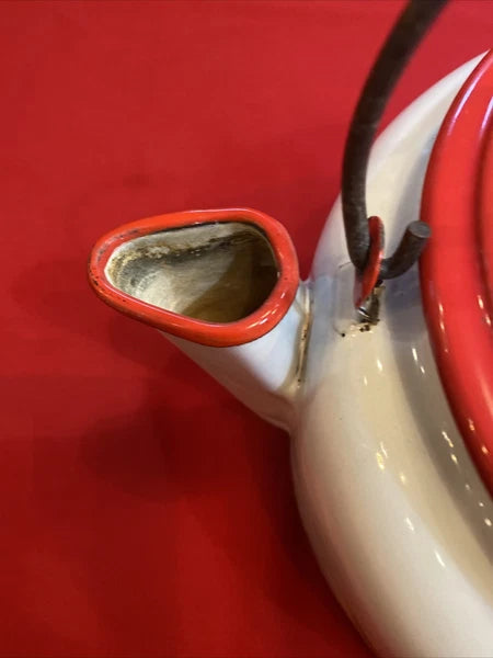 Enamel Ware Large Tea Kettle/ Rooster