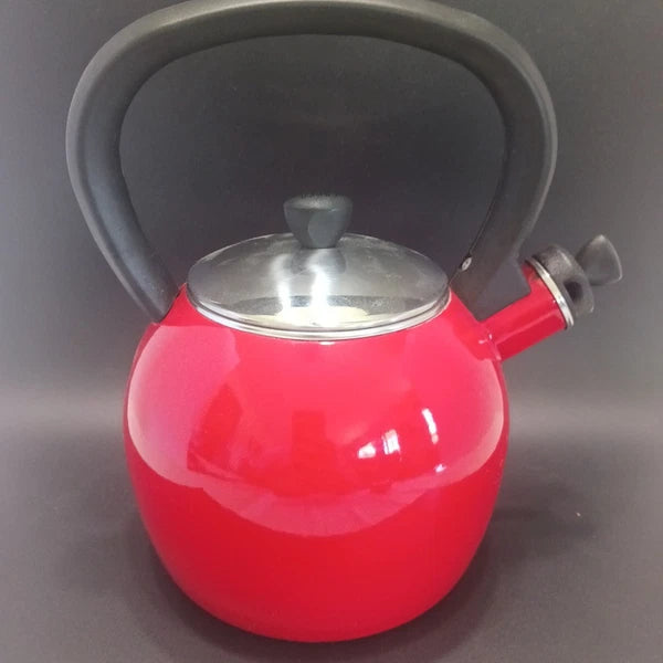 Copco Red Enamel On Steel Whistling Tea Kettle 1.5 Qt