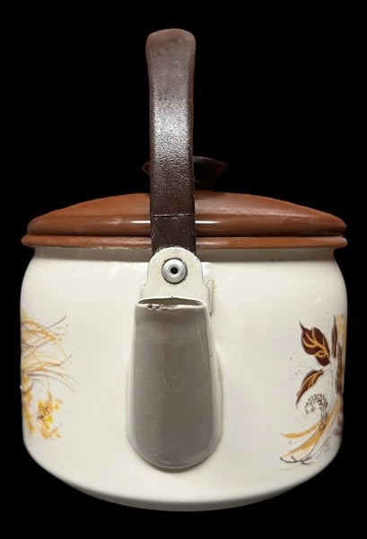 VINTAGE MCM Wheat TEAPOT Kettle With Wooden Handle