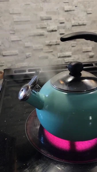 Farberware Luna Whistling Stovetop 2.5qt Tea Kettle Pot Turquoise Aqua Blue EUC