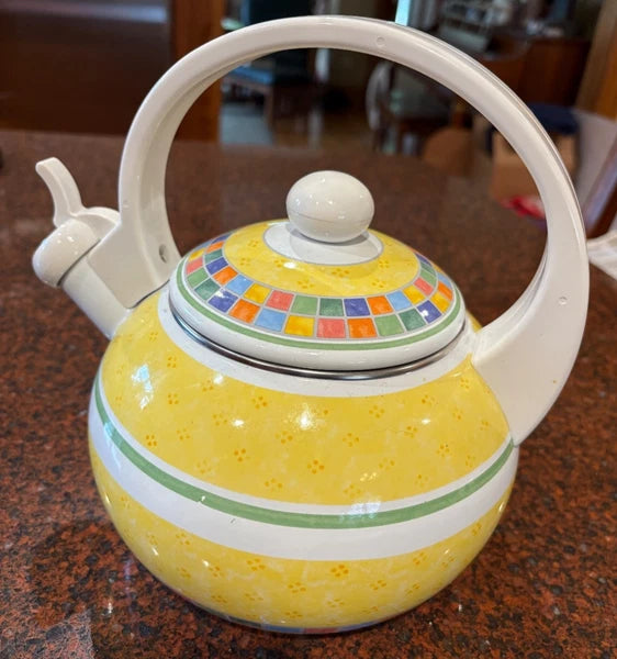 Villeroy & Boch Twist Alea Yellow Limone Enamel Tea Kettle New No Box