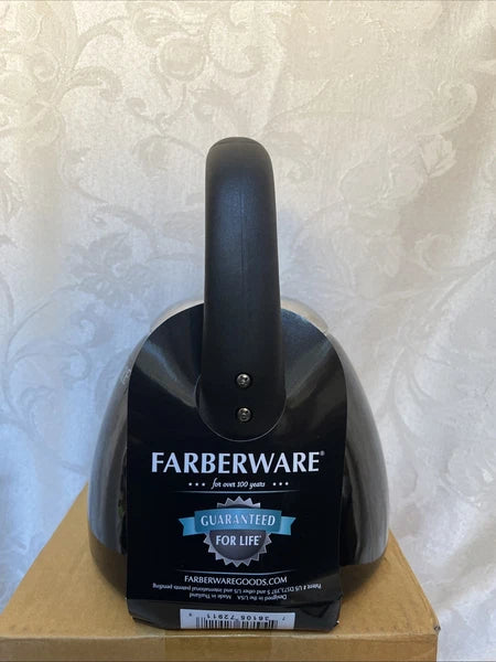FARBERWARE Bella Water Kettle Whistling Stovetop Tea Pot - Black 2.5Qt.