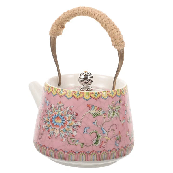 4 Pieces Enamel Teapot Travel Ceramic Kettle Stovetop Chinese Clay