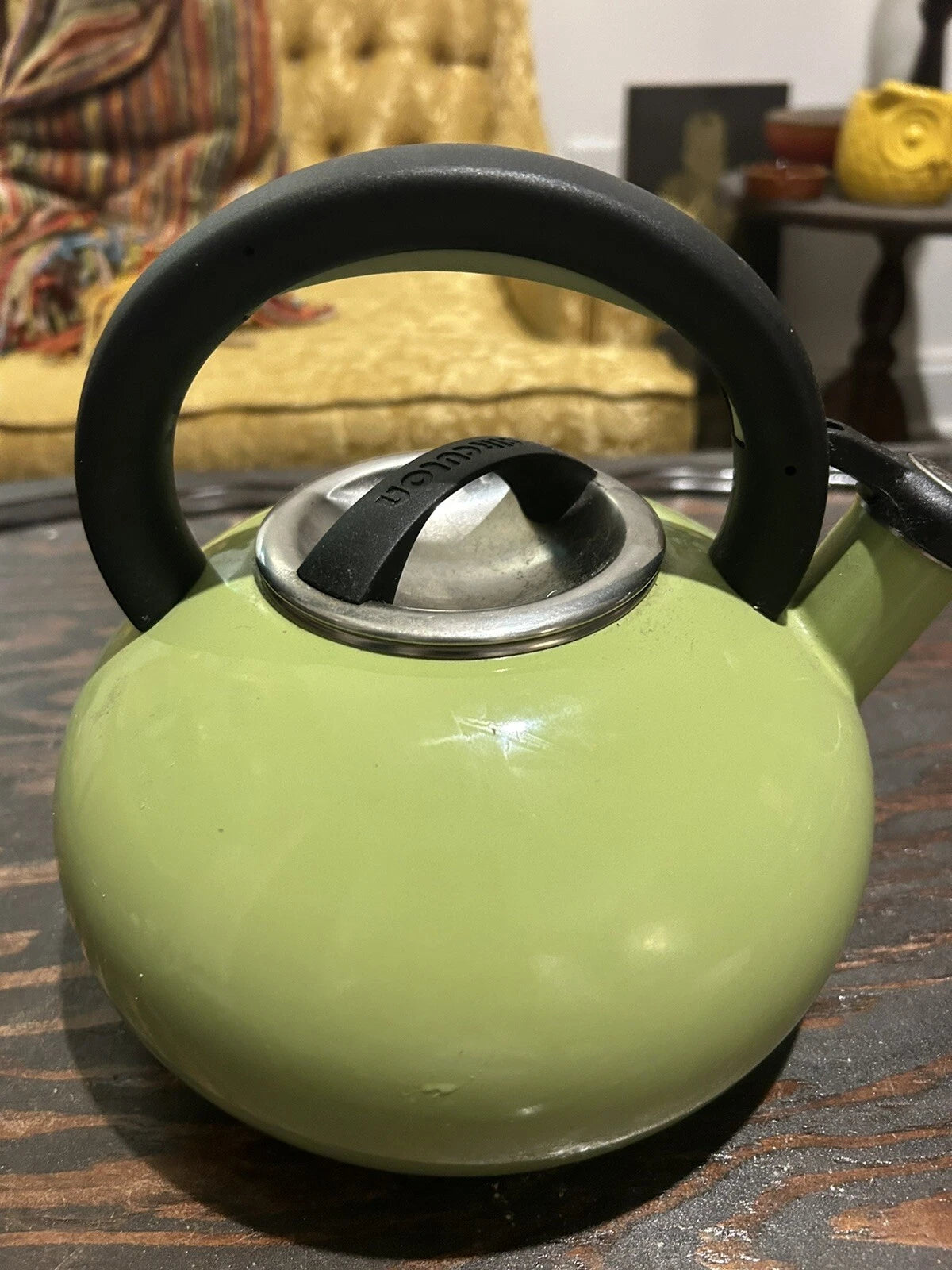 Circulon 2 Quart Stovetop Whistling Tea Kettle  Green Enamel