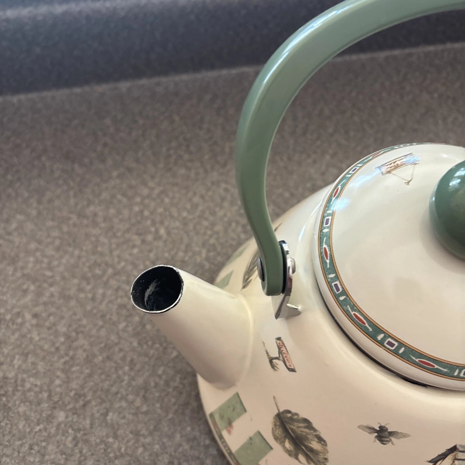 Pfaltzgraff Naturewood Garden Metal Enamelware Teapot Tea Pot Kettle with Lid