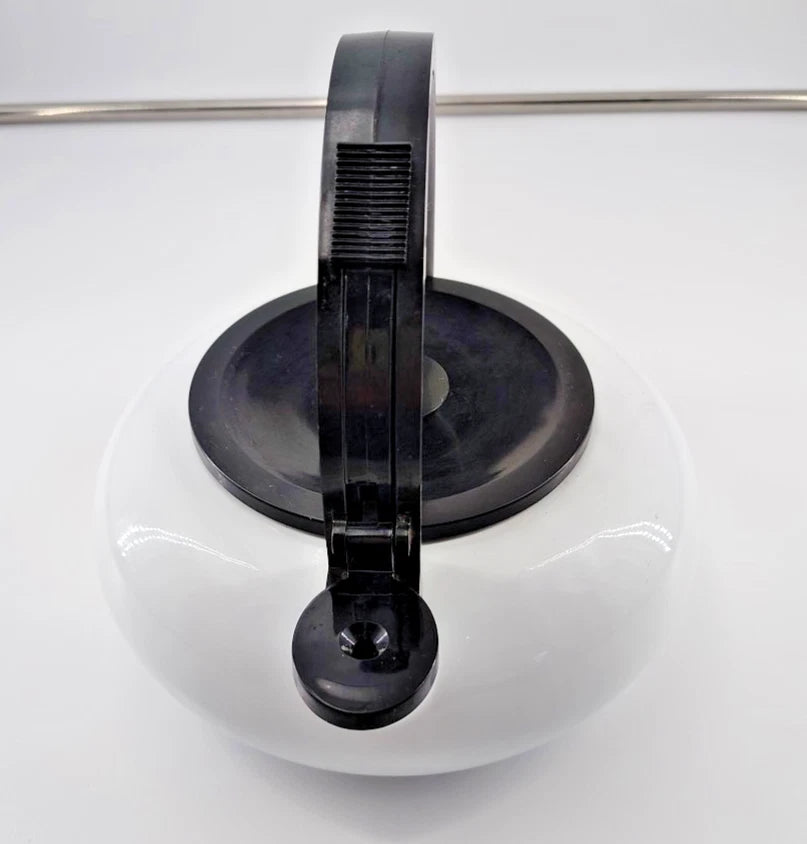 Vintage Enameled White 2 Quart Tea Whistling Kettle