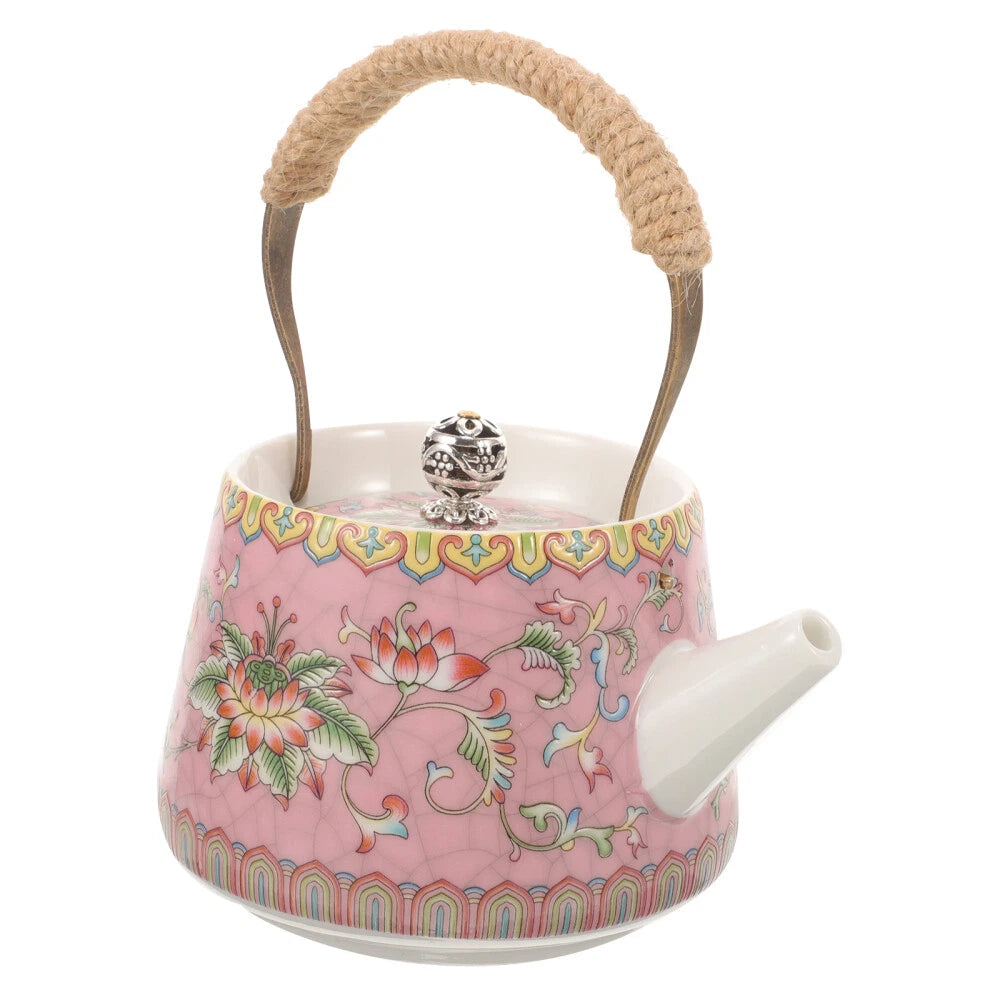 4 Pieces Enamel Teapot Travel Ceramic Kettle Stovetop Chinese Clay