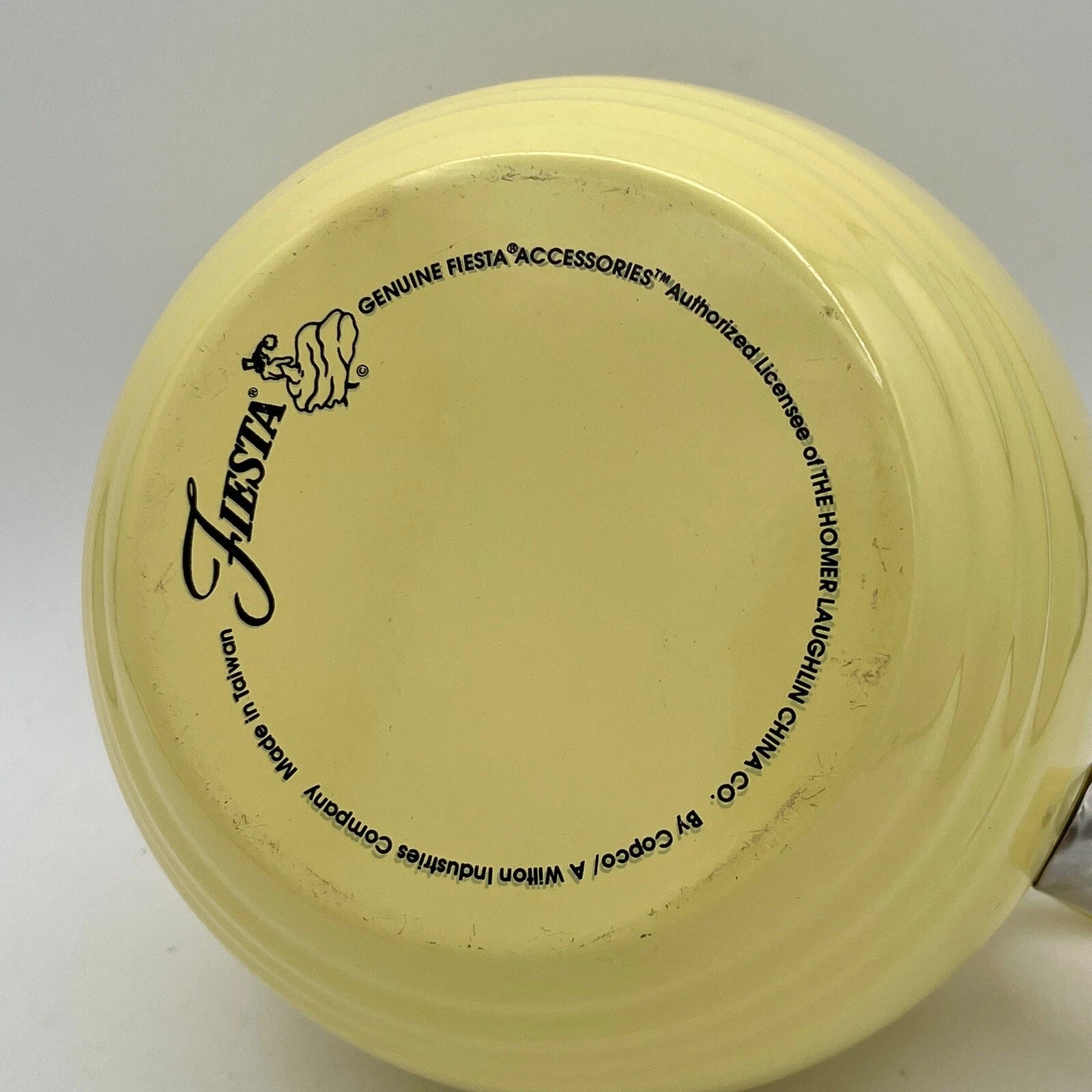 Vintage FIESTA Homer Laughlin Enamelware Yellow Tea Pot Kettle Made Taiwan