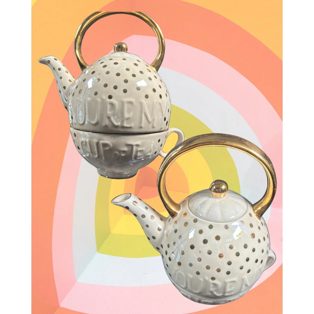 Anthropologie Sweet Sentiment "You're my cup of tea" Teapot with Cup
