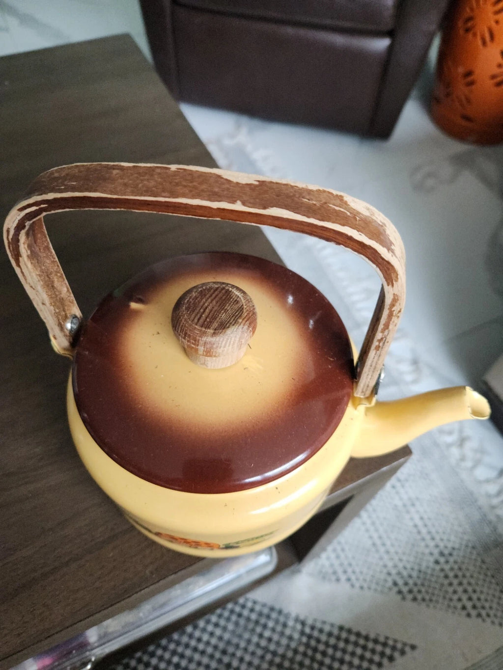 Rare 70’s Sear’s Merry Mushroom Enamelware Tea Kettle