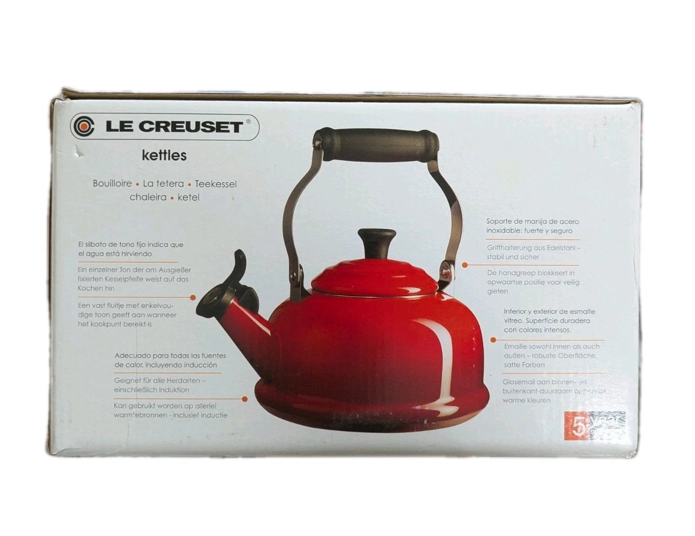 Le Creuset Enameled Whistling Tea Kettle Flame Orange 1.6 L 1.7 Qt New NIB