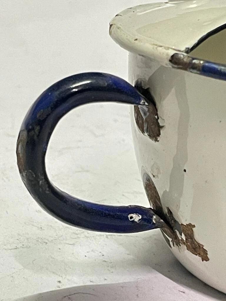 OLD VINTAGE RARE UNIQUE BENGAL ENAMEL HOSPITAL FEEDING POT / CUP KETTLE