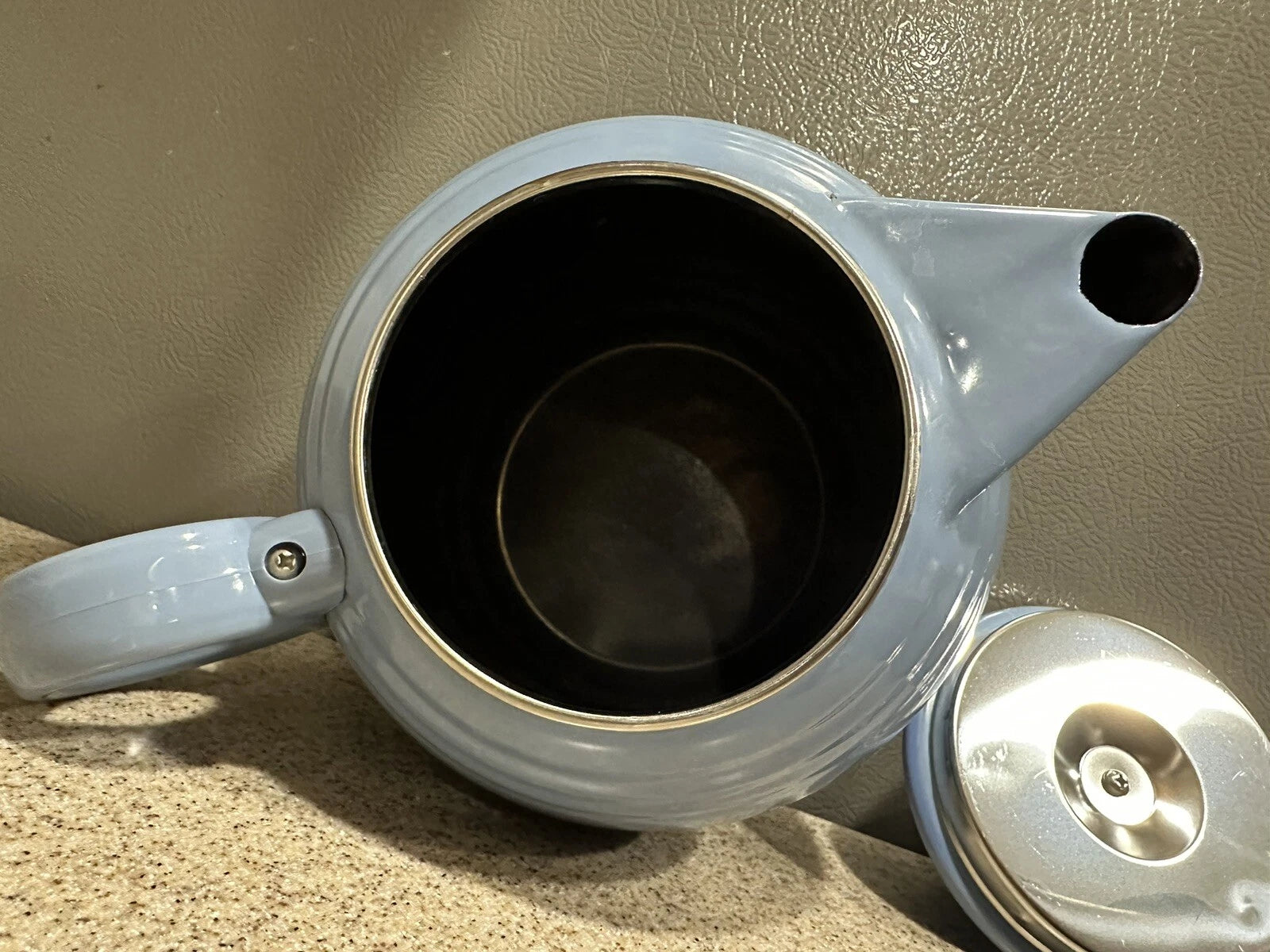 Vintage 80’s Blue Fiesta Homer Laughlin by Copco Enamel Tea Kettle in EUC, RARE!